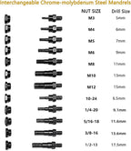 RZX 16" RIVET NUT TOOL Hand Blind Riveter,RIVNUT Riveting Tools with Nut Setting System M3 M4 M5,m6,m8,m10 M12, 10-24, 1/4-20, 5/16-18,3/8-16,totally 11 mandrels+110PCS Rivets Nuts (17" RIVET GUN)