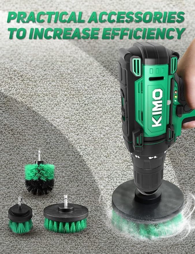 KIMO Cordless Drill/Driver Kit, 48pcs Power Drills Set w/Li-Ion Battery and Charger - 12V MAX Drills 280 In-lb Torque, 18+1 Metal Clutch, 3/8" Keyless Chuck, Built-in LED-Drill for Wood Bricks