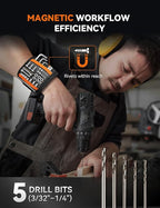 Professional Rivet Gun Kit with 5 Drill Bits & Magnetic Wristband - Heavy Duty Two-Handed Riveter for Metal, Gutter, Automotive - Includes 210 Assorted Rivets