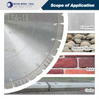 LSS Upgraded Version 14 inch Diamond Saw Blade Dry or Wet Cutting for Concrete Stone Brick Masonry,1"-20mm Arbor with 14 mm Segment