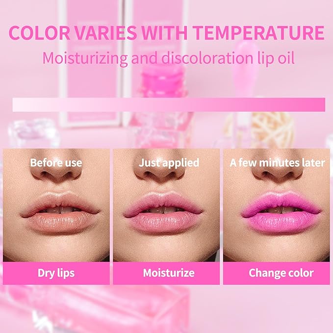 Magic Color Changing Lip Oil, Hydrating Lip Glow Oil Plumping Gloss Tinted Lip Balm Transparent Moisturizing Toot Lip Care-VeraVaultWomen
