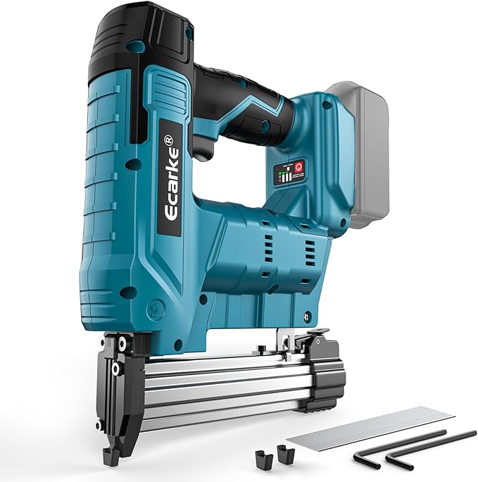 Ecarke Cordless Brad Nailer Compatible with Makita 18V Battery: 18 Gauge Electric Nail Gun Staple Gun, 5/8 to 1-1/4 Inch 2 Modes Brushless Nail Gun with 100 Nails for Upholstery Wood (No Battery)