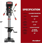 BUCKTOOL 12 INCH 6.2A Professional Bench Drill Press, 3/4HP Powerful Benchtop Drill Press, Variable Speed Drill Press with IIIA Laser and Work Light