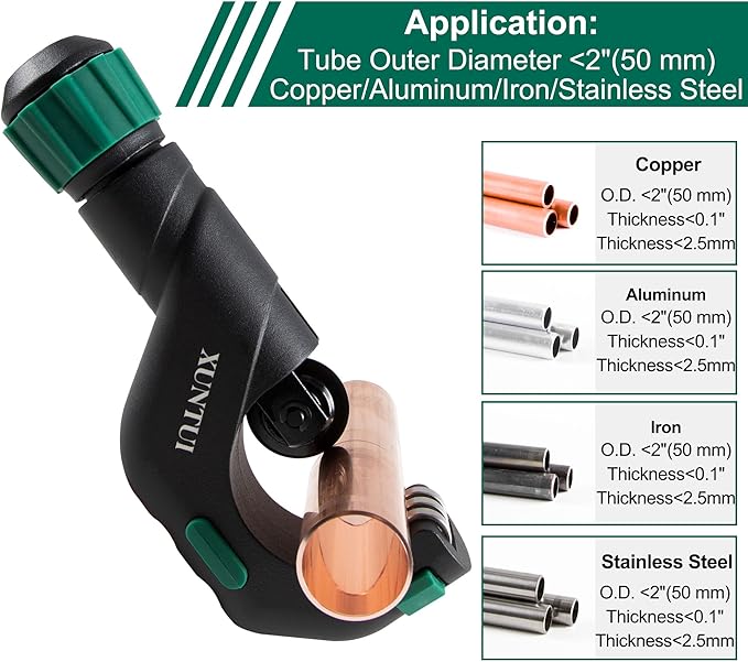 Copper Pipe Cutter Tool Set 3/16"-2" OD, Tube Cutter for Copper,Brass,Aluminum&Stainless Steel, HVAC Metal Plumbing Tubing cutter Tool with Deburring Tools&Extra Blades