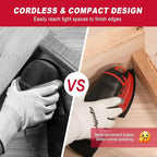 1.9Amp Cordless Detail Sander Compatible with Milwaukee 18v Battery, Dust Collector, Brushless 12,000 OPM Speed, Compact Soft Palm Grip, 10pcs Sanding Pads, 2.0Ah Charger & Battery Kit (Red)