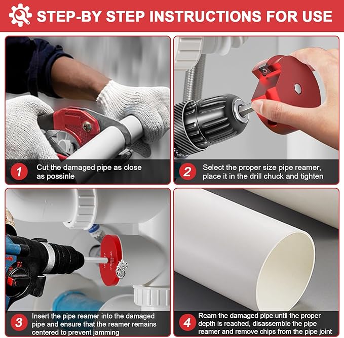 PVC Pipe Reamer, PVC Fitting Saver with 4-Inch Head Aluminum, PVC Socket Saver, Plastic PVC Pipe Fitting Reamer Plumbing Tools for SCH40 PVC Pipe, PP, PE, CPVC, ABS Pipe