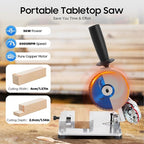 96W Portable Tabletop Saw, 9000 RPM Mini Miter Saw, Versatile Manual Chop Saws, Mini Miniature Table Saws, 0-45° Adjustable Angle Cutter with Protective Cover & 2 Blades