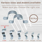 zinc plated steel pipe clamp,Steel Rigid Pipe,Holes Cable U Bracket Pipe Clamp,Electrical Conduit Straps (Two Holes, 2 inch-10pcs)