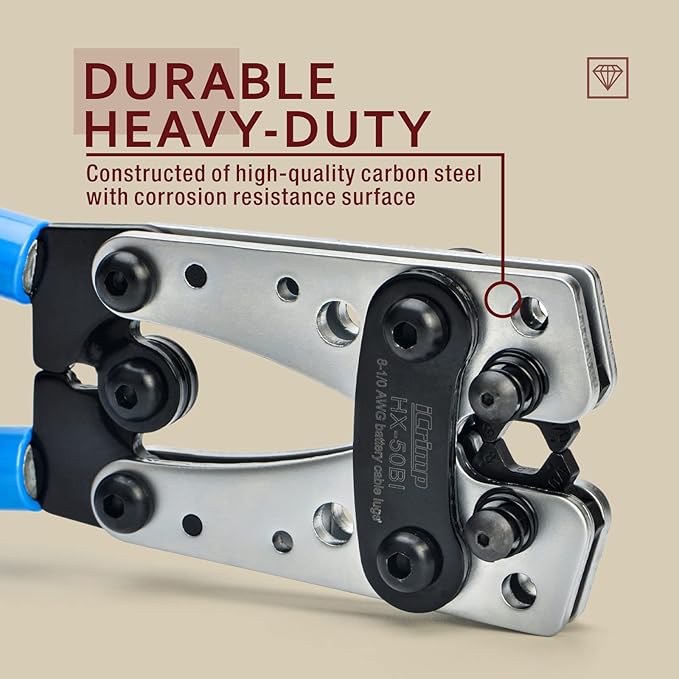 iCrimp Cable Lug Crimping Tool for Heavy Duty Wire Lugs, Battery Terminal, Copper Lugs AWG 8-1/0