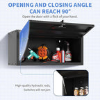 Garage Wall Cabinet with Flip-Up Door, Lockable Metal Storage Cabinet Wall Mounted, Hanging Tool Cabinet for Garage Basement Utility Room, Black