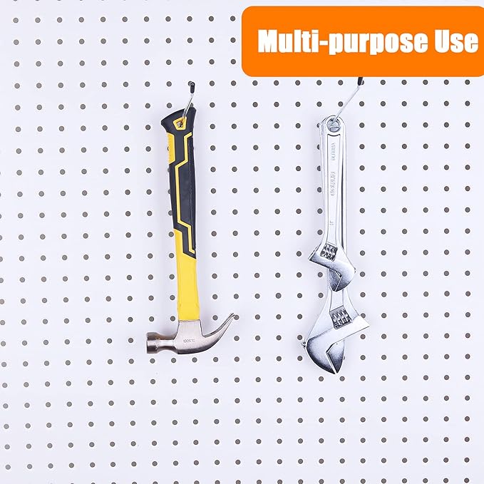 Pegboard Hooks, 6 Inch 50-Pack,Sturdy and Durable L Shape Galvanized Metal suitbale for 1/4 and 1/8 Pegboard Hooks with Rubber Tipped,Pegboard Hooks for Garage,Office,Kitchen,Store(Silver)