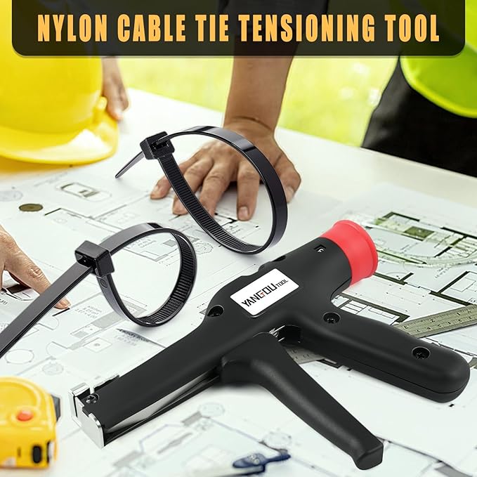 Yangoutool Cable Tie Gun, Fasten and Cut Cables with 16 Adjustable Tension Settings - Fit 2.8mm to 12mm Wide and up to 2mm Thick Nylon Ties