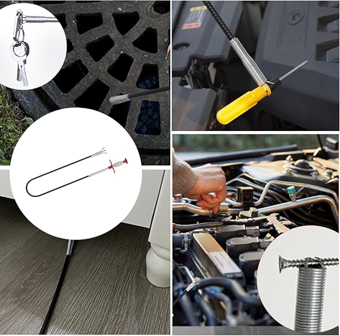 Flexible grabberDrain Snake Tool - The Ultimate 116inch Flexible Grabber for Hair, Unclog Any Drain in Minutes! Gunk & Debris in Sinks, Showers & Tubs. No More Chemicals, Just Quick Results!