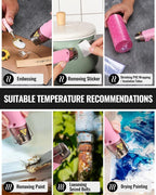 WORKPRO 7.2V Mini Cordless Heat Gun, 680℉ Hot Air Gun with Reflector Nozzle, 3 Temp Settings - Cool Air, 302℉(150℃)/680℉(360℃), Fully Ceramic Heating Core for Craft Embossing