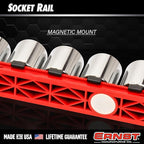 Ernst Manufacturing 8-Inch Magnetic Socket Organizer with 9 3/8-Inch Twist Lock Clips, Black (8427M-Black-3/8)