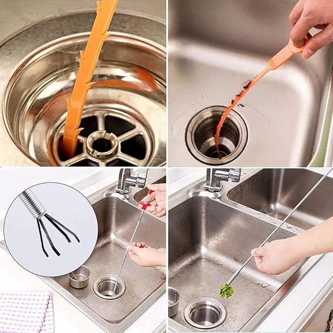 33.8 inch Drain Snake Hair Drain Clog Remover Tool - Sink Drain Cleaner for Toilet Sewer Shower Kitchen Bathroom Tub Clogged Drains Opener Cleaning Tool, Flexible Grabber Claw Pick Up Tool