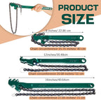 Lasnten 3 Pcs Large Reversible Chain Oil Filter Wrench with 12 16 9 Inch Chain Wrench Adjustable Heavy Duty Carbon Steel Sturdy Pipe Fitting Tool Spanner for Ratcheting Universal(Green)