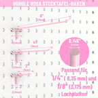 HUHOLE Pegboard Hooks 6 Inch 50PC, Pink Peg Board Hooks, Fit 1/4" or 1/8" Pegboard, Ideal Peg Board Organizer Accessories for Wall Display, Crafts Organization, Kitchen Organizer(Pink, 6 Inch)
