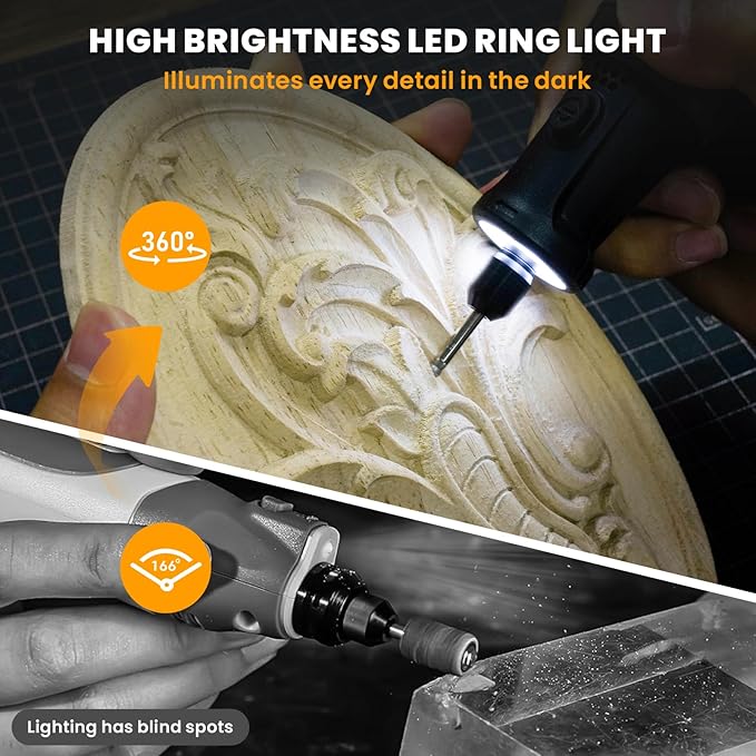 HARDELL 8V Cordless Rotary Tool Kit, 6 Variable Speed Rotary Tool Kit with Digital Display, 80PCS Accessories, Type-C Charging, Mototool for Sanding/Polishing/Engraving/DIY Crafts