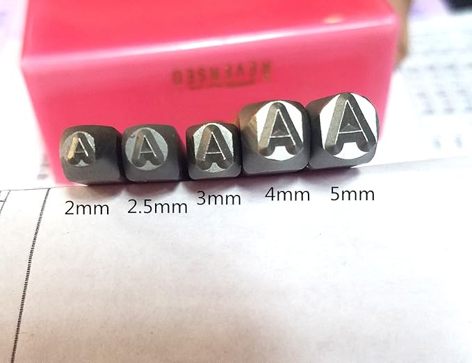 27pcs Heavy Duty Steel Stamp Uppercase Reverse Letters 5/32 4mm Hand Stamping Character Mark Code Alphabet Punch Kit for Bracelet Ring Jewelry Sheet Metal Plate Making Mold Die