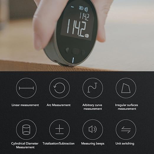 Digital Tape Measure, 328ft Electronic Rolling Ruler with 1.8inch LCD Display, Rechargeable Small Smart Long Distance Rolling Measuring Tool for Flat Curved Diameter