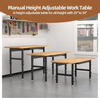 48” Chipboard Wood Work Bench Work Table, Mental Tool Heavy-Duty Adjustable Workbench, 3000 Lbs Capacity Tool Bench Workstation for Garage, Workshop