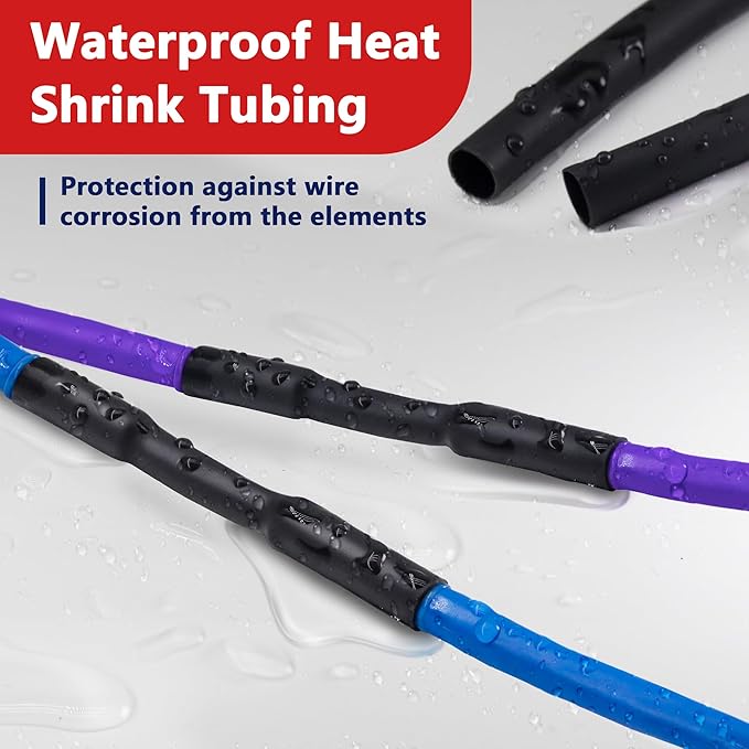 3/8inch Heat Shrink Tubing, 16.4 Ft 3:1 Heat Shrink Tube Dual Wall Adhesive Lined, Waterproof Marine Shrink Wrap Tubing, Electrical Industrial Automotive Sealing Heat Shrink Tubing for Wire Insulation