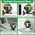 Laser Level, ZPD Laser Level with Tripod, 4 x 360 Self Leveling Laser Measuring Tool Green Lazer Level 16 Line Level Laser 360 Self Leveling for Construction, Home Renovation, Picture Hanging