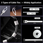 ELII 328Pcs Cable Management Kit, 8 Magnetic Cable Clips,69Adhesive Cable Holder,4 Cable Sleeve Split,22Reusable Cable Strap,200 Nylon Cable Zip Ties with 25 Mounts TV Home(White)