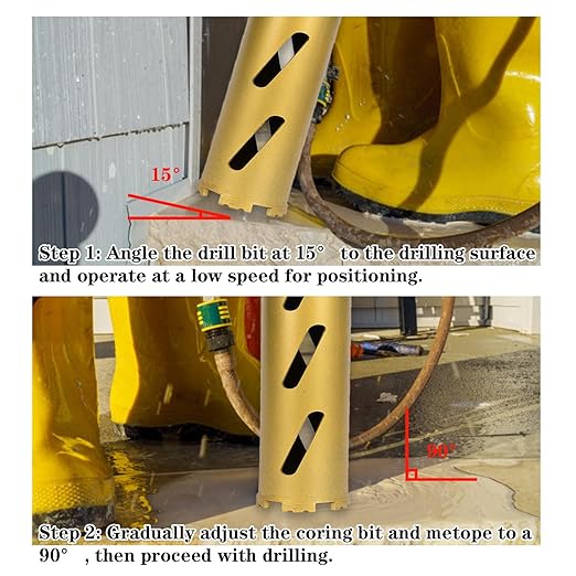 1.5" Dry Core Drill Bits for Cured Concrete with Rebar Brick Blonck Masonry etc 12.2in/310mm Drilling Depth，10mm Diamond Segment Height，2 Adapters