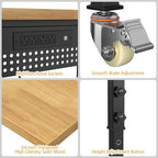 70" Adjustable Workbench,Heavy-Duty Work Table,3000 LBS Load Capacity Hardwood Workstation Outlets with Power Strips, Drawers and Wheels,for Workshop, Garage