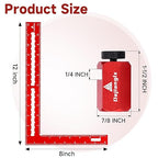 Carpenter Square 8 x 12 Inch and Tall Stair Gauges Set, for Framing Square Stop with Holder and Hook, Aluminum L Shape Angle Right Ruler, Red