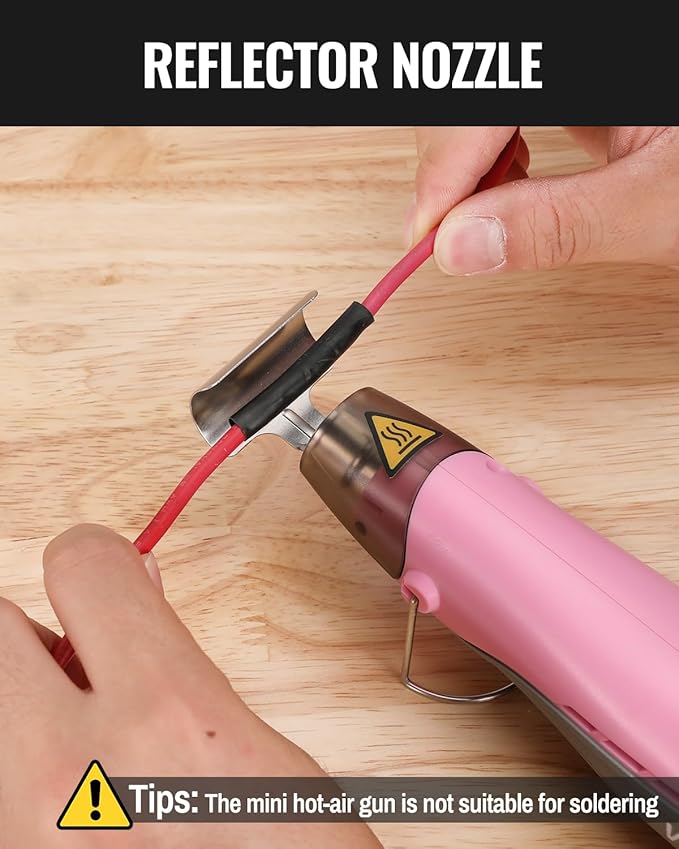 WORKPRO 7.2V Mini Cordless Heat Gun, 680℉ Hot Air Gun with Reflector Nozzle, 3 Temp Settings - Cool Air, 302℉(150℃)/680℉(360℃), Fully Ceramic Heating Core for Craft Embossing