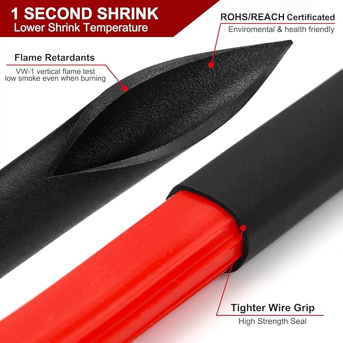 Chanzon 11/32 inch (9mm) Black Heat Shrink Tubing 80Ft Roll 2:1 Ratio Polyolefin Sleeving Wrap 1pcs