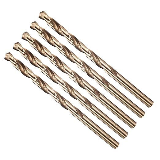 Drill Bit, #3 Cutting Diameter (5.41mm), 4341 HSS Gold Finish 135° Cutting Angle Number Jobber Bits - (Applications: for Drilling Soft Metal Plastic Wood), 5-Pieces