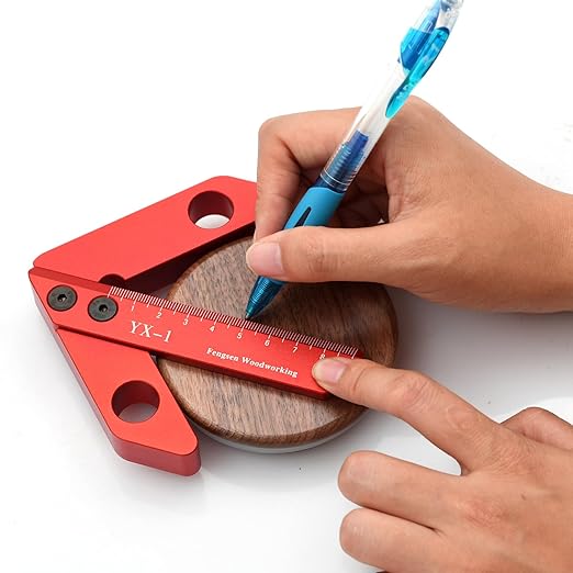Center Measuring Tool, Center Finder, Line Gauge Center Finder, 45/90 Degree Right Angle Line Gauge Carpenter Ruler,Aluminum Alloy Woodworking Center Scribe Square Center Scribe 90mm(Small Size)