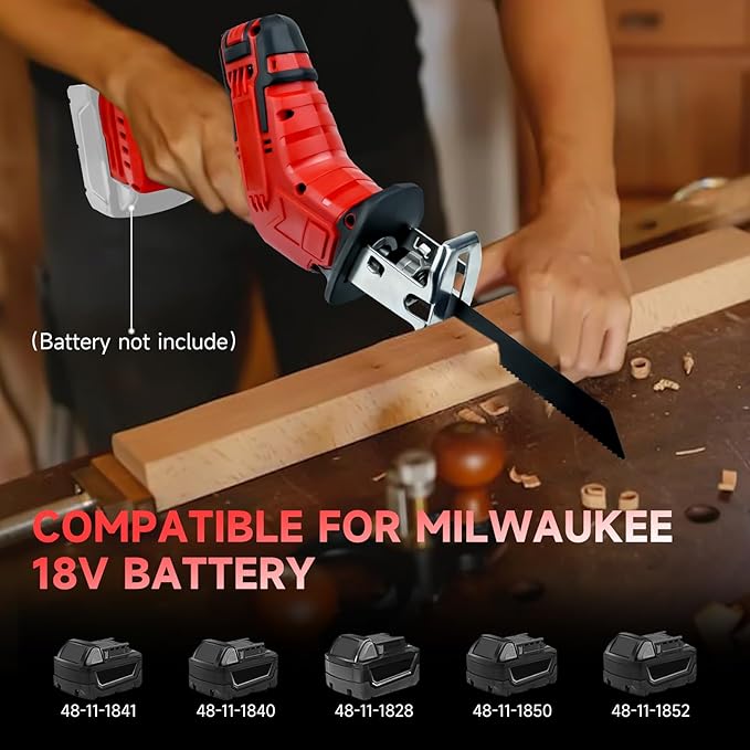 Cordless Reciprocating Saw for Milwaukee M18B Battery, Brushless Sawzall Tool-Free Blade Change with 4 Saw Blade,0-3000 SPM Variable Speed for Wood/Metal/PVC Cutting