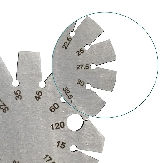 1 PCS Brushed Silver 15-120 Degree Bevel Gauge, Stainless Steel Axe Angle Gauge Round Shape