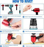YUZES Rivet Nut Tool Adapter for Cordless Drill Electric- Newly Labor-Saving Rivet Gun Kit Professional Rivet Nut Tool kit with Carrying Case (Rivet Nut Tool-30-R1)