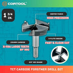 1-3/4 Inch Forstner Drill Bit, Triple-Flute Carbide Tipped Forstner Bit for Hard Wood, Soft Wood, Veneered Plywood, Plastic, Drilling Hole Saw Woodworking Hinge Cutter Tool (1-3/4 Inch)