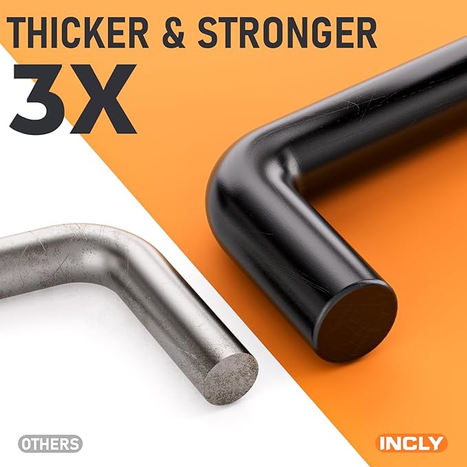 INCLY 36 Pack 4/6/8 Inch Black Pegboard Hooks, 1/4" Heavy Duty Peg Board Shelving Hooks Accessories, Peg Board Tool Hangers Fit 1/4" Pegboard for Organizing Garage, Craft Room, Kitchen, Store