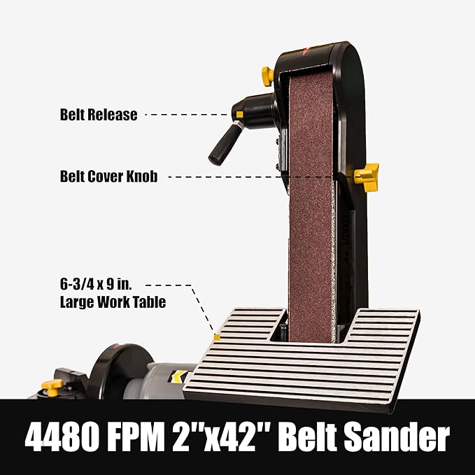 2x42 in. Belt Sander & 6" Disc Sander Combo, 3.5Amp Bench & 1/2HP Belt Sander for Woodworking, Metalworking & Knife Making, Sharpening