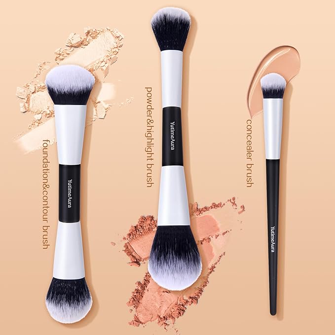 Makeup Brush Set 10pc, Dual-Ended Makeup Brushes For Bronzer, Contour, Eyeshadow, Blush, Concealer, Foundation-VeraVaultWomen