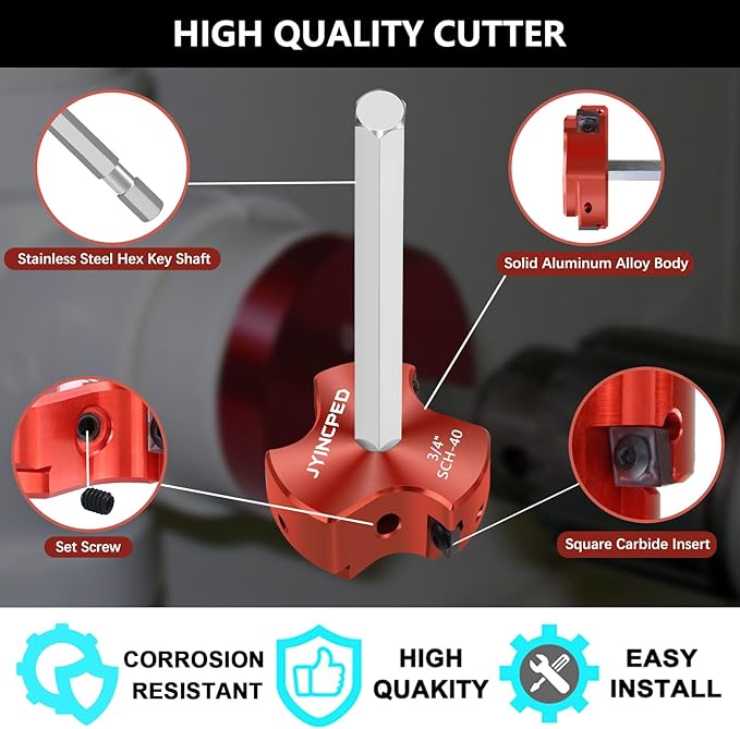 PVC Fitting Saver 3/4 Inch, PVC Pipe Reamer Socket Saver with Triple Blade & 1/4-Inch Hex Shaft,Plastic Pipe Fitting Reamer for Plumbing Sch.40 CPVC ABS Socket Hub, Fit Standard 1/2" Drills