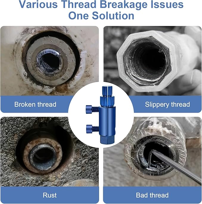 Broken Pipe Extractor Tool with Screw Bolt Extractor Kit, for 1/2" to 1" Pipes, Stripped Screws, Easy Out Valve Extraction, Pipe Threading, Screw Remover and Extractor, Storage Case, Hex Wrench, Blue
