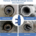 Broken Pipe Extractor Tool with Screw Bolt Extractor Kit, for 1/2" to 1" Pipes, Stripped Screws, Easy Out Valve Extraction, Pipe Threading, Screw Remover and Extractor, Storage Case, Hex Wrench, Blue