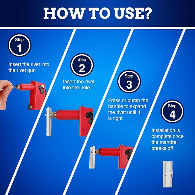 New Age America® 700pcs Blind Pop Rivets & Backup Washers | 3/32" to 1/4" | Black | 14 Sizes | SAE Size Aluminum Rivets & 304 Stainless Steel Backup Washers | Rivet Kit w Steel Mandrel | Labelled Case