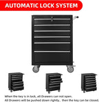 6-Drawer Rolling Tool Chest Cabinet, Large Capacity Metal Tool Box with Wheels and Keyed Locking, Roll Around Storage Organizer Tool Cart for Garage, Warehouse, Work Shop (Black)
