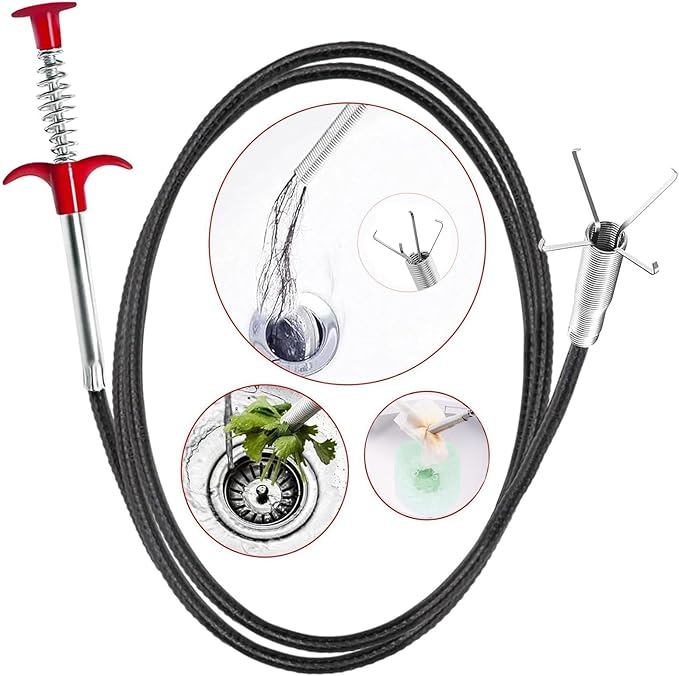Drain Snake,33 inch Flexible Claw Grabber Tool,Drain Clog Remover - Snake Drain Hair Removal Tool for Home Sink, Bathroom Tub,Drain, Toilet, Tight Spaces