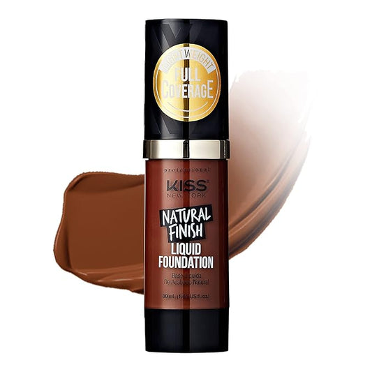 Kiss New York Professional Liquid Foundation - Lightweight and Hydrating Formula, Natural Finish, Control Shine, Cover Pores, Medium to Full Coverage, Green Tea Extract (Sienna)-VeraVaultWomen